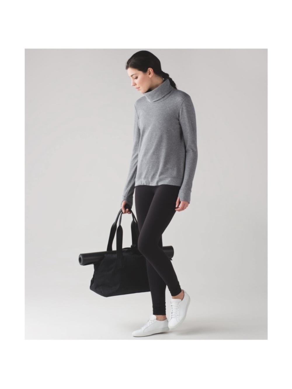 Lululemon Double Up Long Sleeve (Reversible) Gray Stripe Size 10